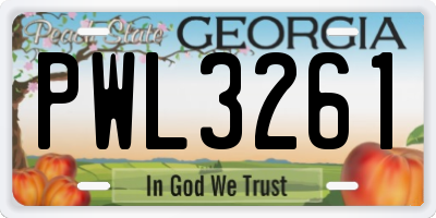 GA license plate PWL3261