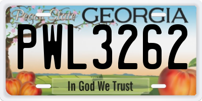 GA license plate PWL3262