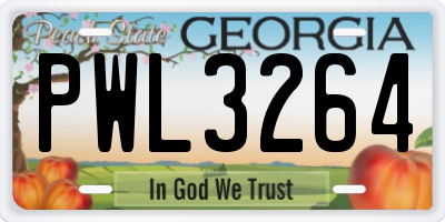 GA license plate PWL3264