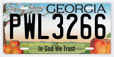 GA license plate PWL3266