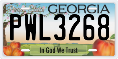 GA license plate PWL3268