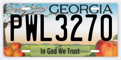 GA license plate PWL3270