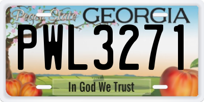 GA license plate PWL3271