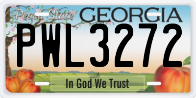 GA license plate PWL3272