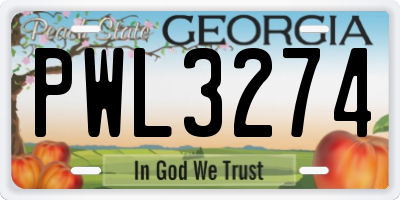 GA license plate PWL3274