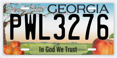 GA license plate PWL3276