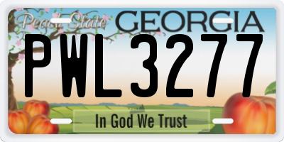 GA license plate PWL3277