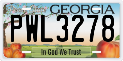 GA license plate PWL3278