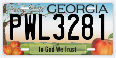 GA license plate PWL3281