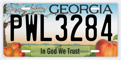GA license plate PWL3284