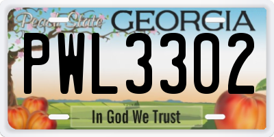 GA license plate PWL3302