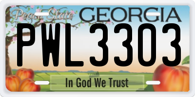 GA license plate PWL3303