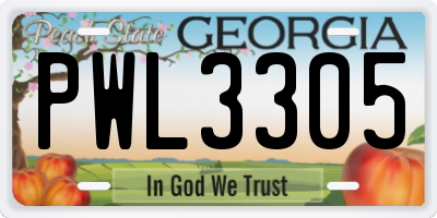 GA license plate PWL3305