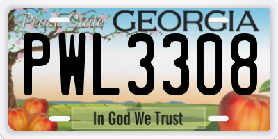 GA license plate PWL3308