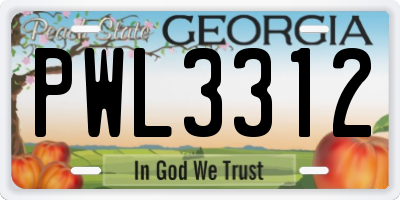 GA license plate PWL3312