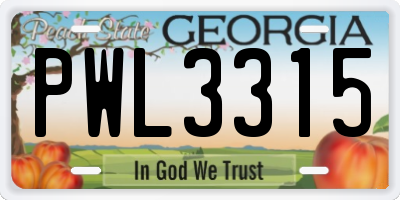 GA license plate PWL3315