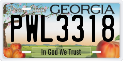GA license plate PWL3318