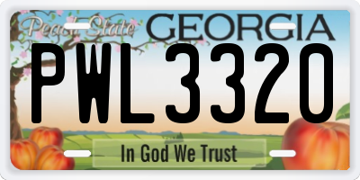 GA license plate PWL3320