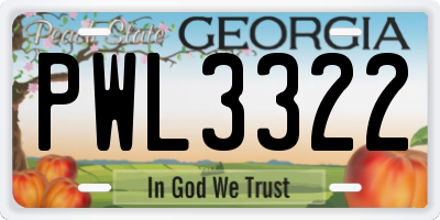 GA license plate PWL3322