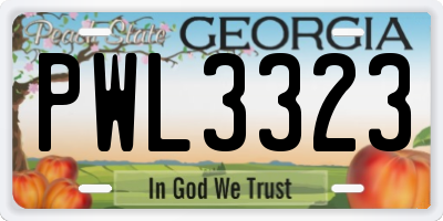 GA license plate PWL3323