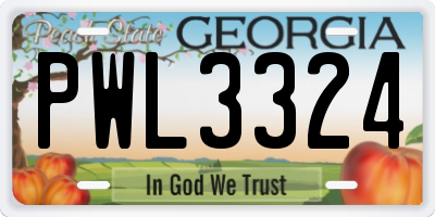 GA license plate PWL3324