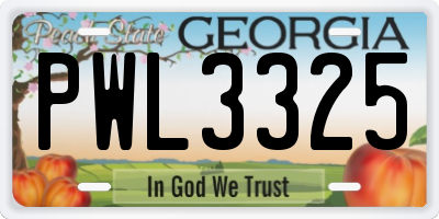 GA license plate PWL3325