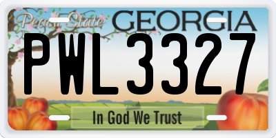 GA license plate PWL3327
