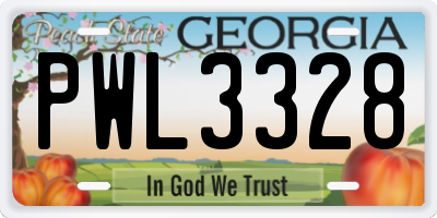 GA license plate PWL3328