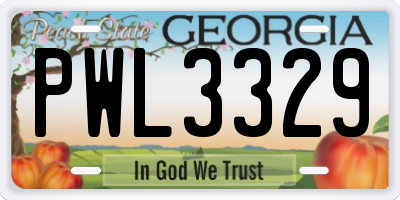 GA license plate PWL3329