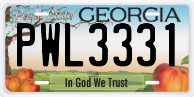 GA license plate PWL3331