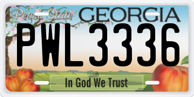 GA license plate PWL3336