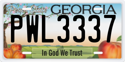 GA license plate PWL3337