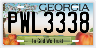 GA license plate PWL3338