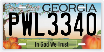GA license plate PWL3340