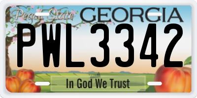 GA license plate PWL3342