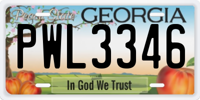 GA license plate PWL3346