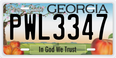 GA license plate PWL3347