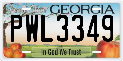 GA license plate PWL3349