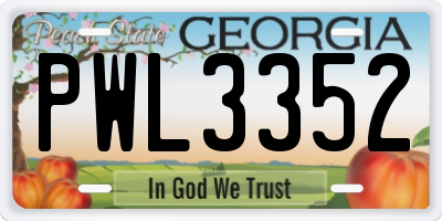 GA license plate PWL3352