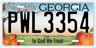 GA license plate PWL3354