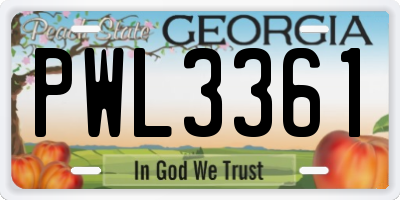 GA license plate PWL3361