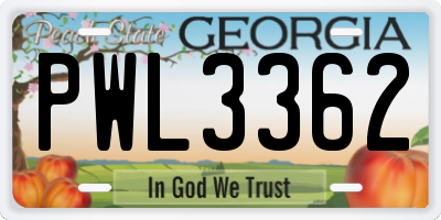 GA license plate PWL3362
