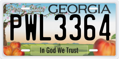 GA license plate PWL3364