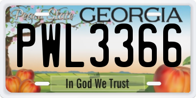 GA license plate PWL3366