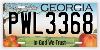 GA license plate PWL3368