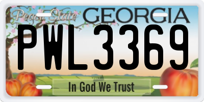 GA license plate PWL3369