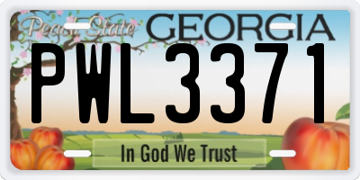 GA license plate PWL3371