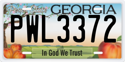 GA license plate PWL3372