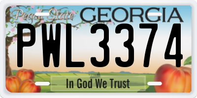 GA license plate PWL3374