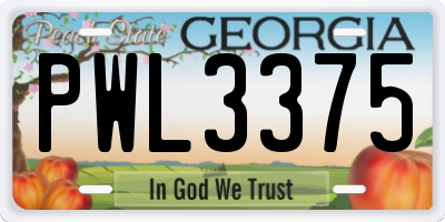 GA license plate PWL3375